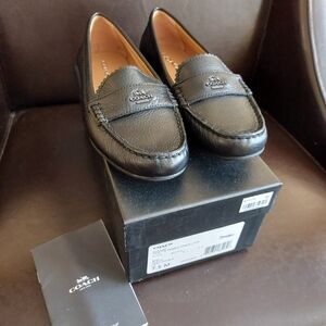 Coach Odette Women's Black Leather Slip-On Loafers Size 7.5 New With Box